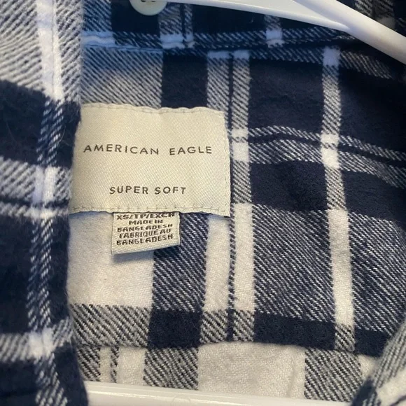 American Eagle Super Soft Plaid Hooded Flannel Shirt XS - Picture 5 of 7